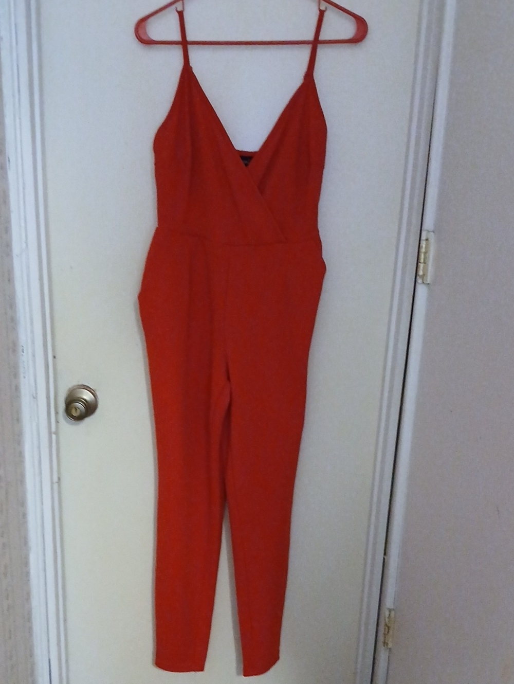 Rue21 Bright Red Spaghetti-Strap V-Neck Jumpsuit